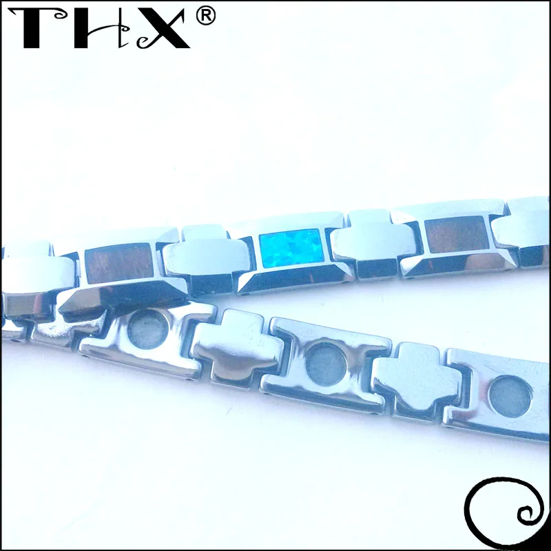Custom Make Koa Wood And Blue Opal Inlay Tungsten Carbide Bracelet
