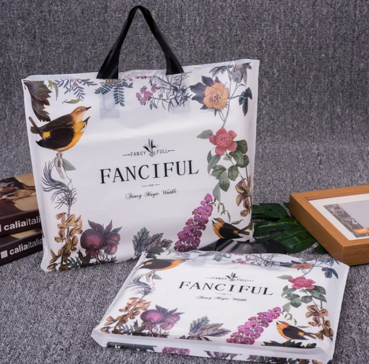 Custom design logo printing patch handle shopping plastic bag