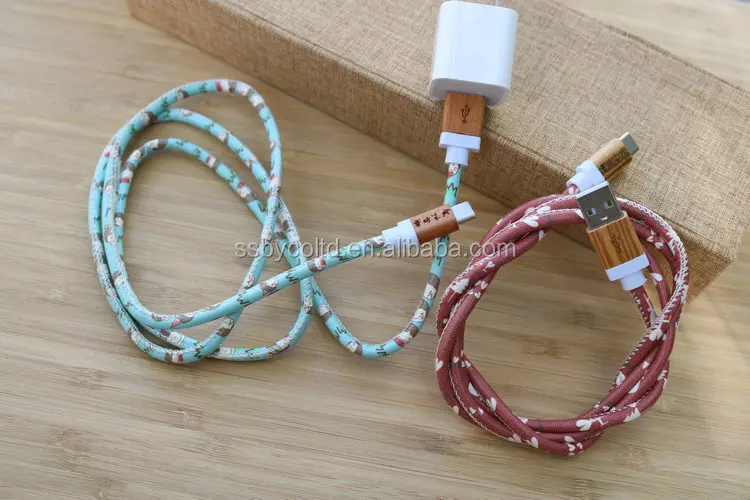 
Wholesale Wooden Micro Usb Mobile Data Cable For Phone Charging 