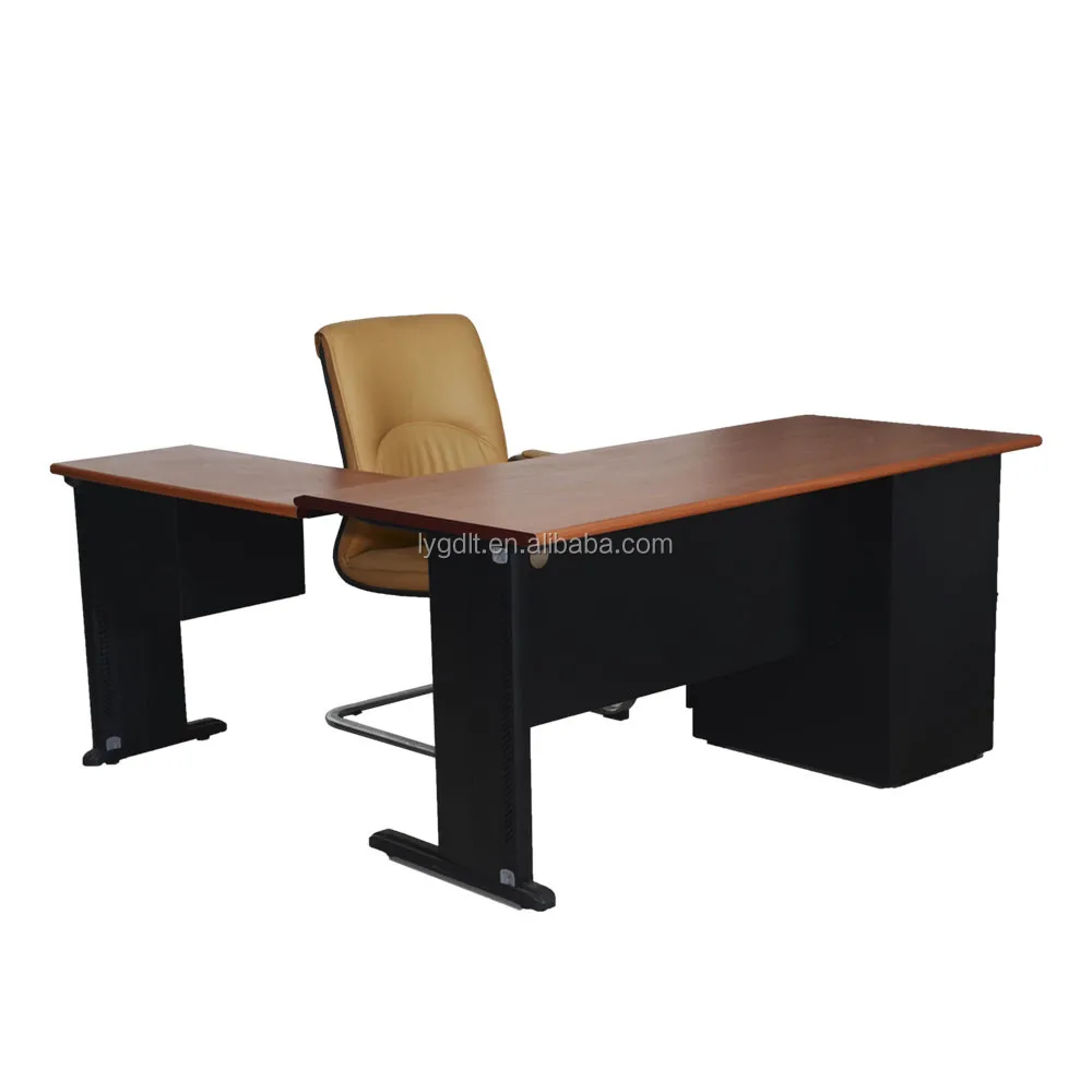 Office desk L shape with drawer Executive Luxury Melamine Wooden Office Writing Consulting Wood Table