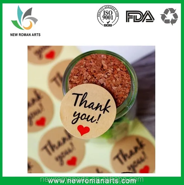 Thank you love self-adhesive stickers kraft label sticker for DIY hand made gift /cake /candy paper tags