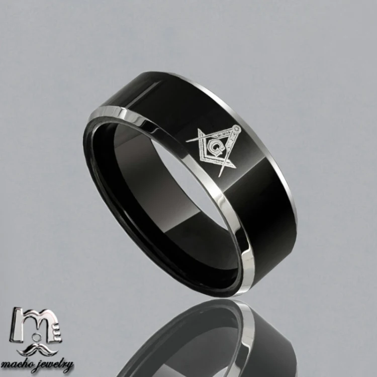 
MACHO Wholesale fashion European jewellery tungsten carbide masonic rings for men, wedding mason rings 