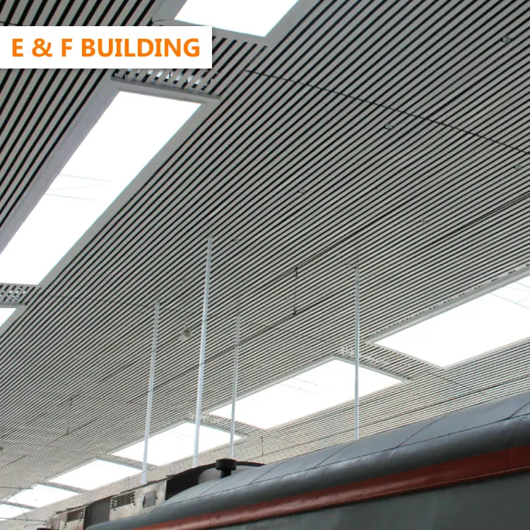 wooden color false wood finish aluminum ceiling design Interior Decoration square steel tube ceiling