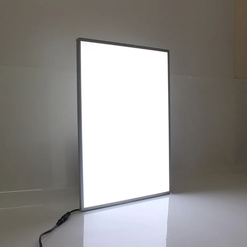 A2 Size 5000Lux High Brightness 10mm Thickness Square Shape Aluminum Advertising LED Light Box With Glass Panel