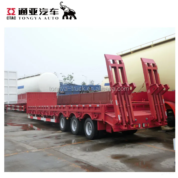 China Manufacture heavy duty 3 axle 60ton low bed truck trailer