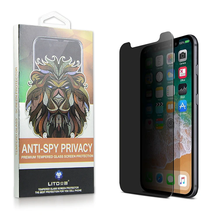 Privacy screen protector for iphone X 9h 2.5d anti spy privacy tempered glass protective film for iphone x