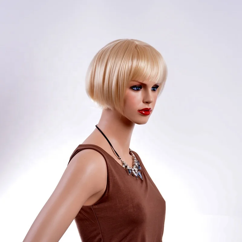 New design gold bob wigs with bangs wholesale synthetic wigs factory price