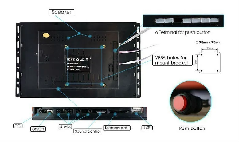 Kerchan usb media player to monitor with Push button