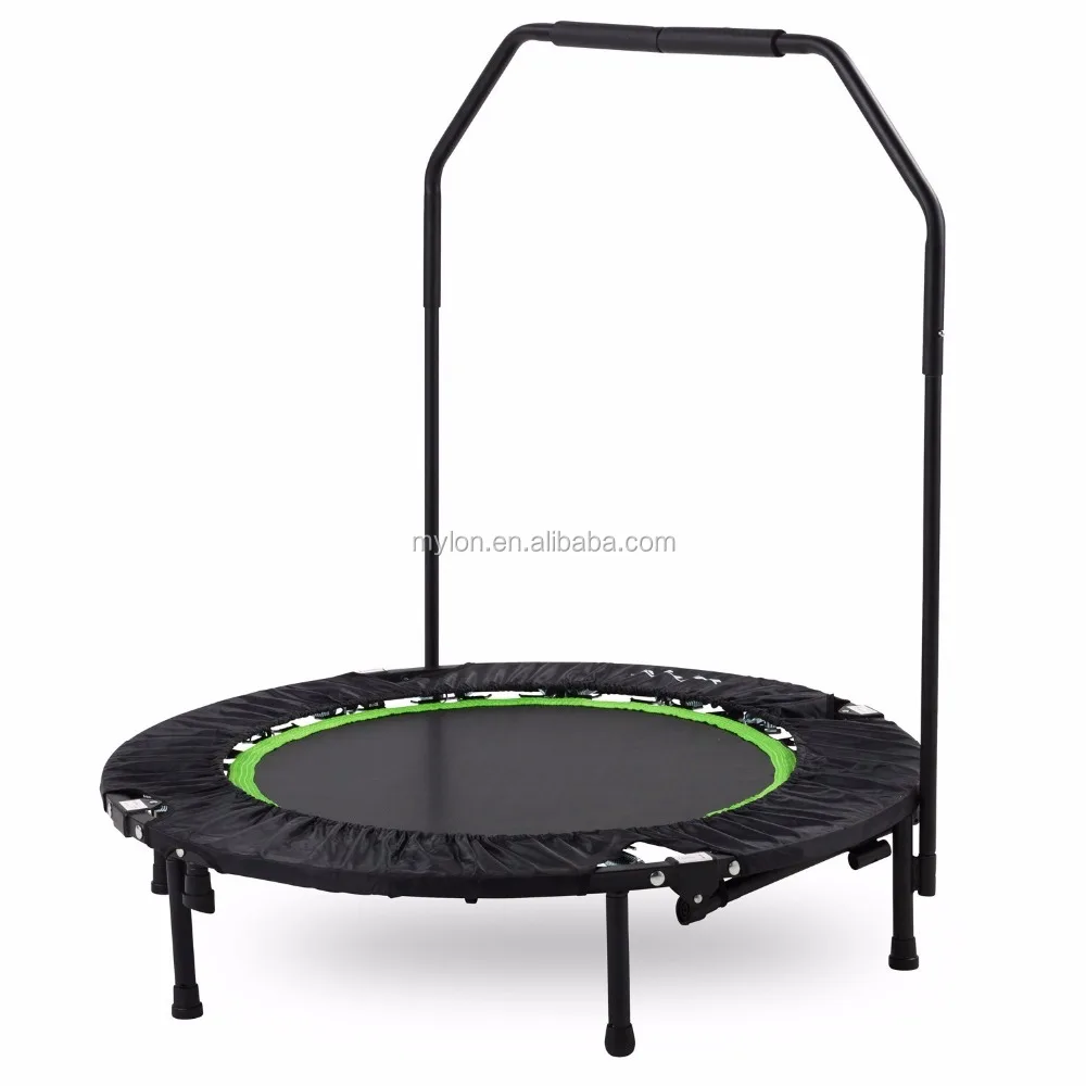 Mini Exercise Trampoline for Adults - Indoor Fitness Rebounder with Adjustable Handle Bar for Kids - with Cover