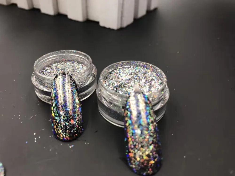 Голографические пигменты, Радужный эффект, голографический блестящий порошок, лазерная краска для ногтей, лак для ногтей, дизайн ногтей