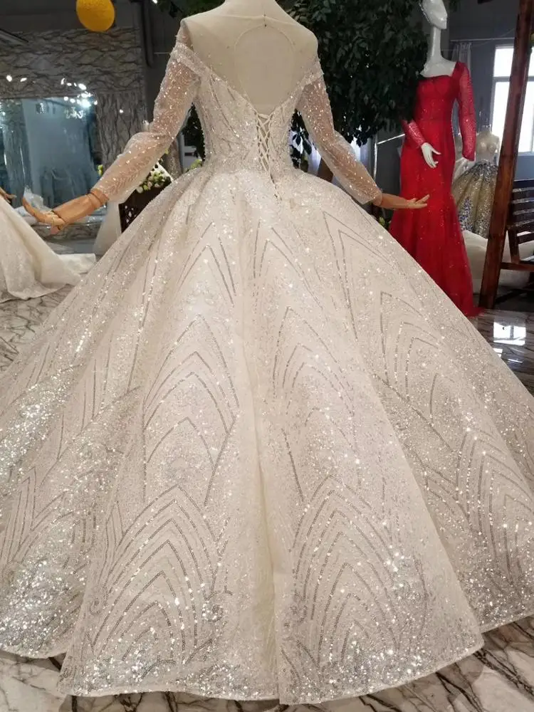 Jancember HTL048 long sleeve wedding dress illusion suzhou luxury dubai wedding dress