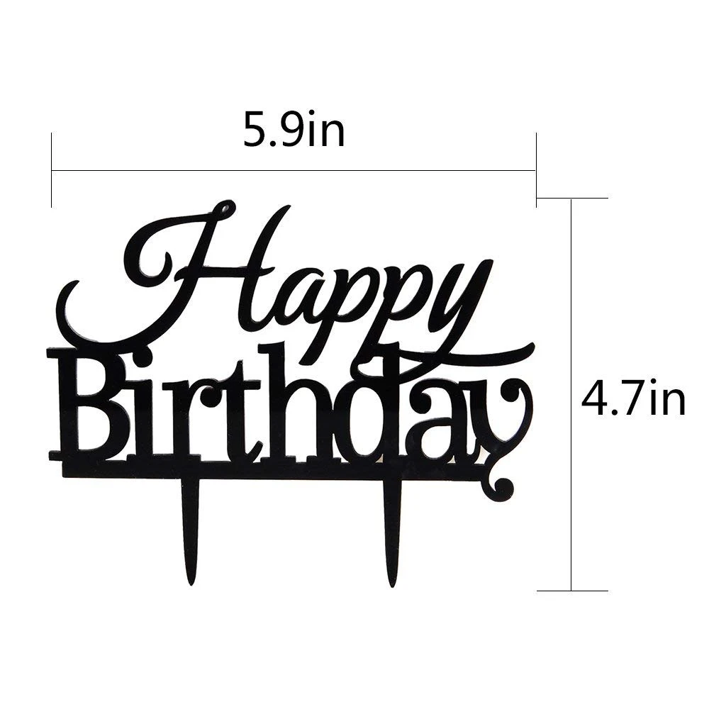 Топперы для торта на день рождения с монограммой, черные акриловые украшения для вечеринки