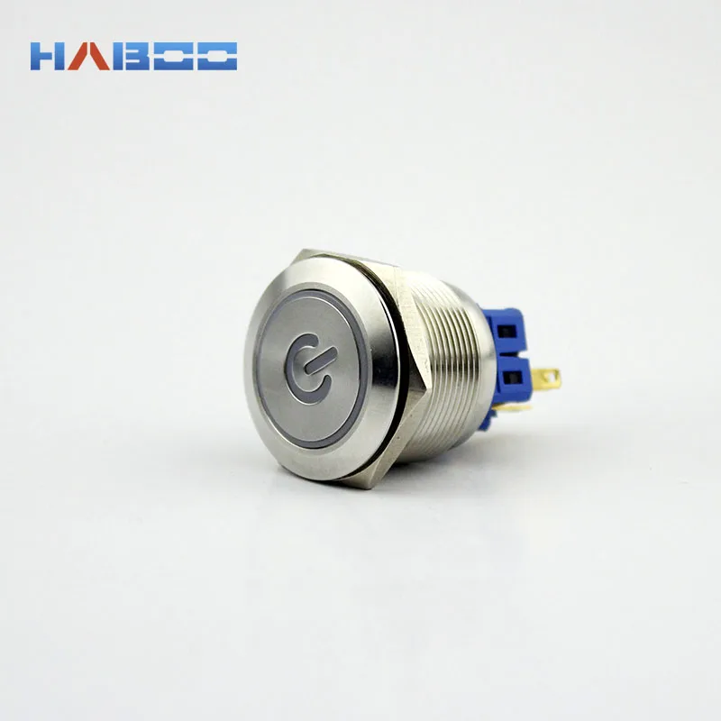 25 мм свет переключатель символ власти Глава Мгновенный кнопочный переключатель с фиксацией металла переключатель IP67 IK10