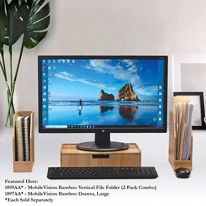 Desktop wooden bamboo computer monitor stand for laptop desk