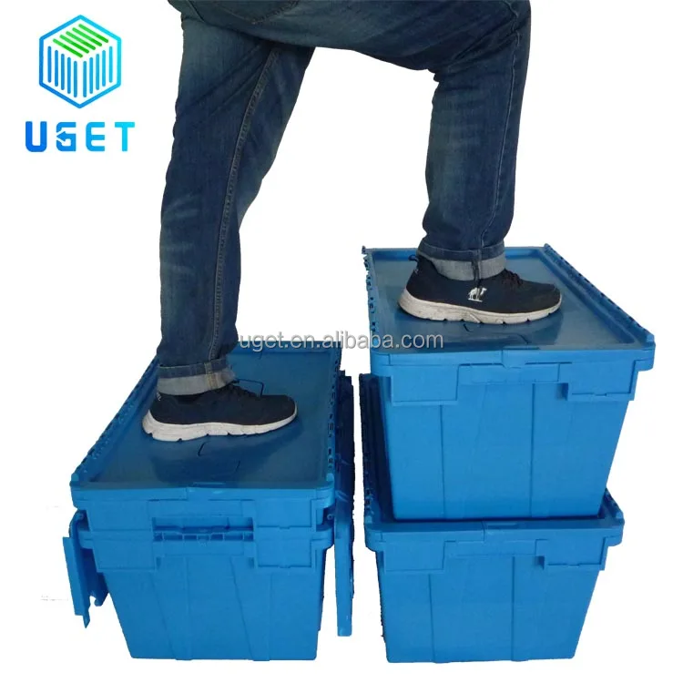 Wholesale Heavy Duty Plastic Nestable Moving Crates Stackable Turnover Storage Box With Lid