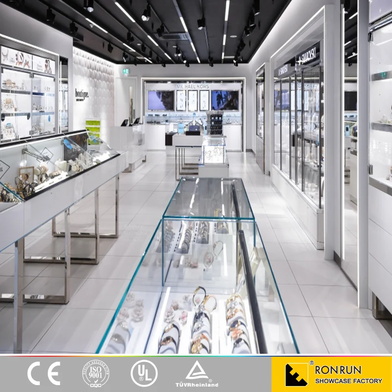 Modern watch and jewelry display case counter for shop design