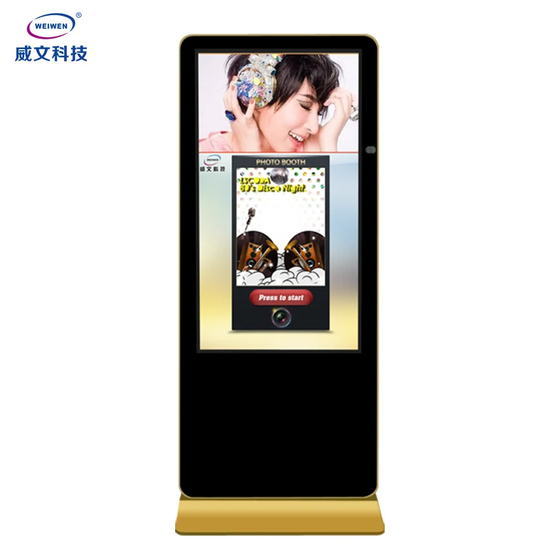 43 inch floor standing LCD photo booth touch screen kiosk with camera printer