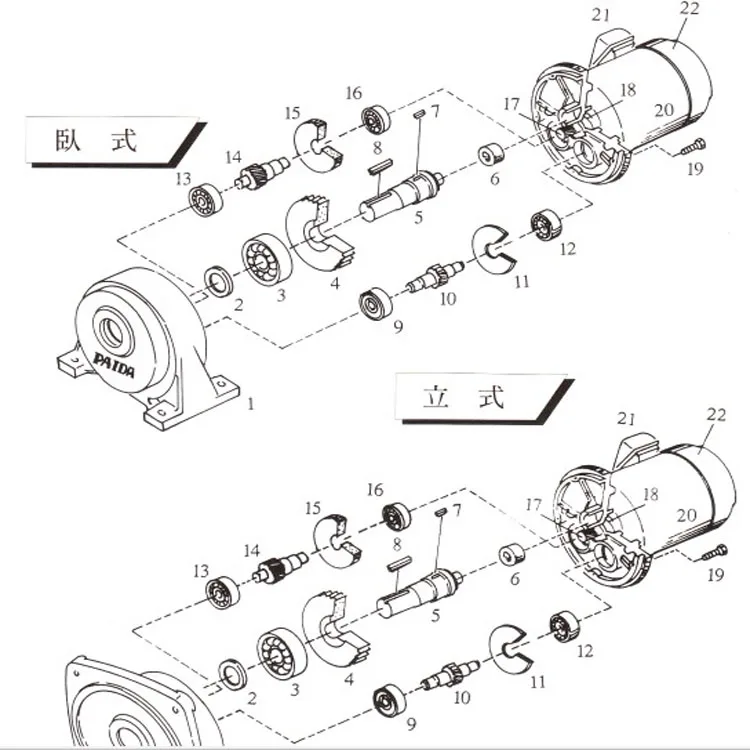 1-AT MACHINERY 3-Phase Induction Motor AEV550 FM22 Ratio 1:7 Gear Speed Reducer