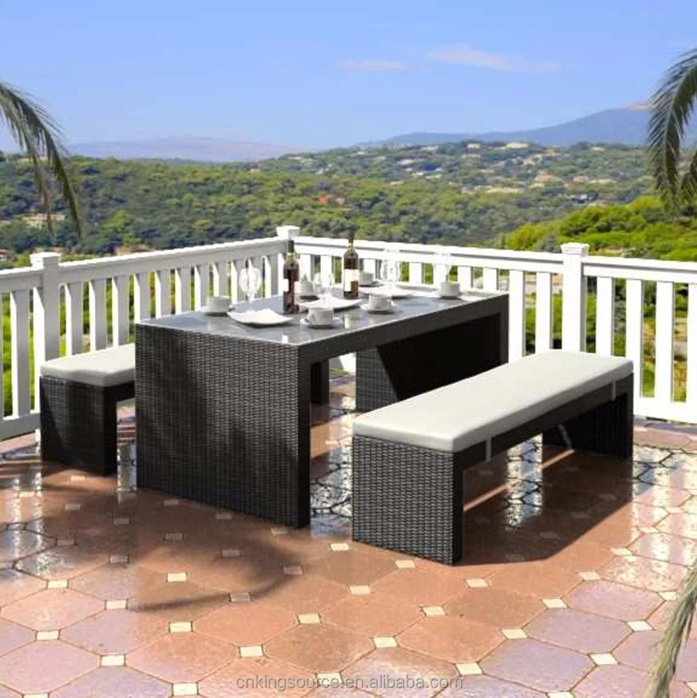 
Morden design garden wicker patio set outdoor rattan dining bench 