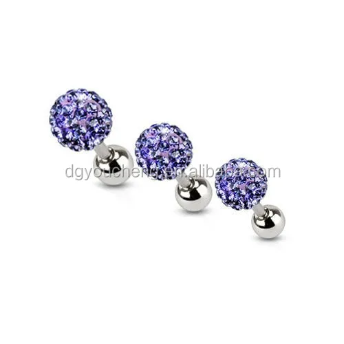 
Stainless Steel Ferido Crystal Tragus Earrings Helix Cartilage Stud 