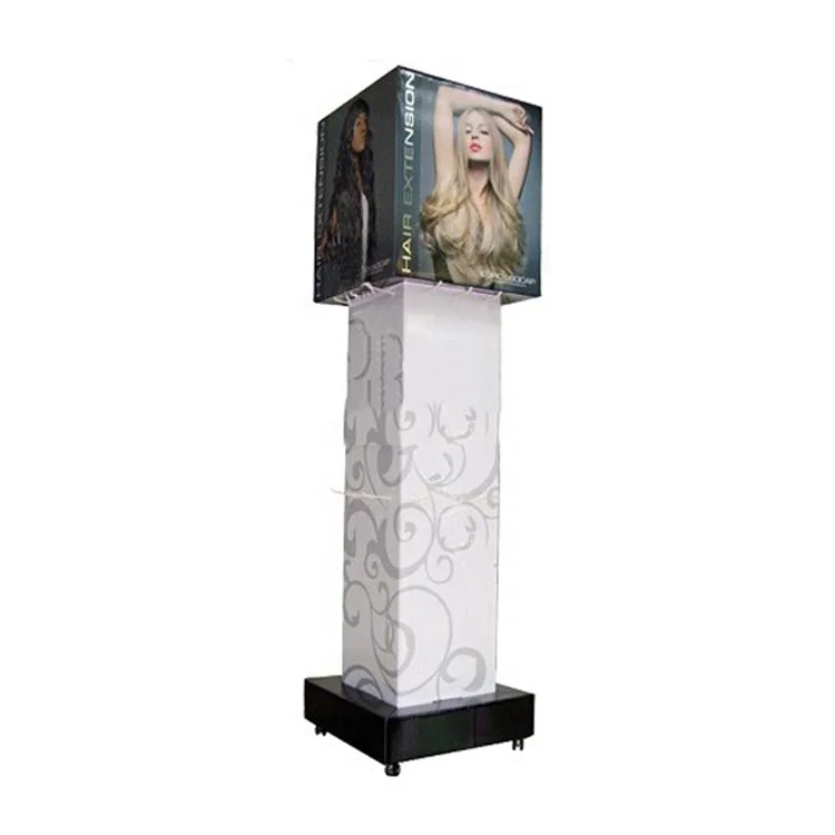 Custom store free standing wooden Wig hair accessories  extension display shelf Beauty stand rack