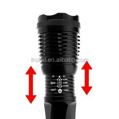 Factory wholesale Zoomable XML T6 Flashlights Zoomable Led flashlight torch light with 18650 Battery Charger set packaging box