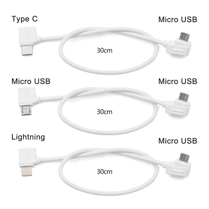 USB Data Cable Micro B to Type C Lightning Micro USB Line for DJI Mavic 2 Pro Zoom Air Spark Drone Accessories