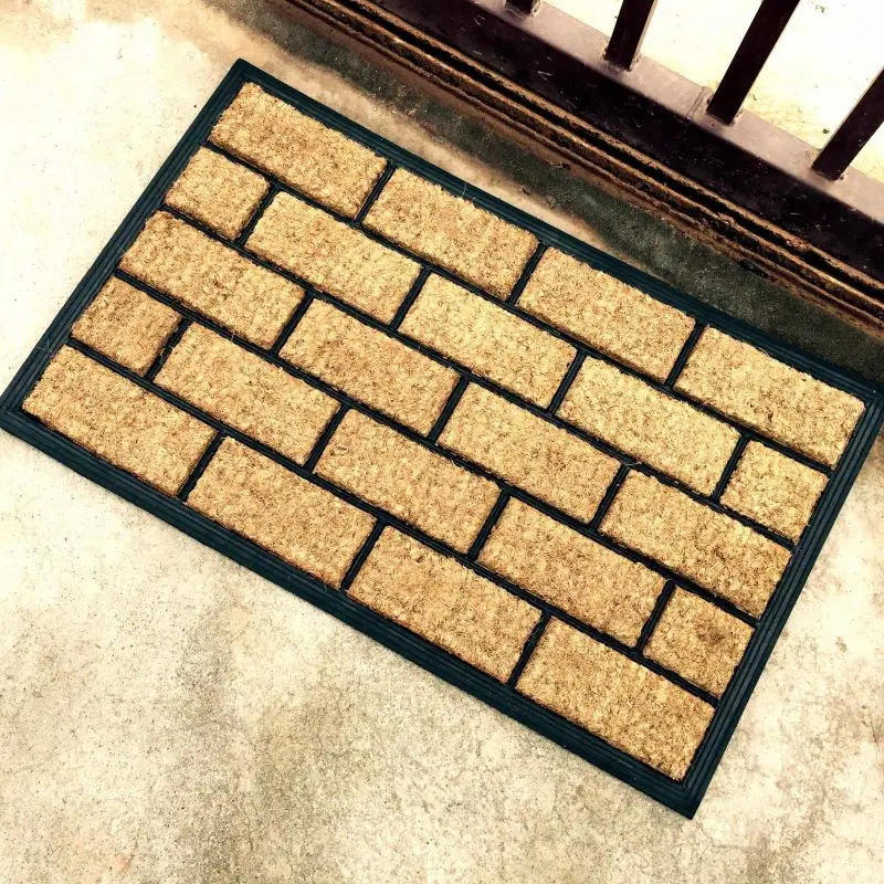 High Non Brush Coconut Fiber Coco Koko Cocoa Hollander Doormats Outdoor Rubberized Coir Brush Door Mat