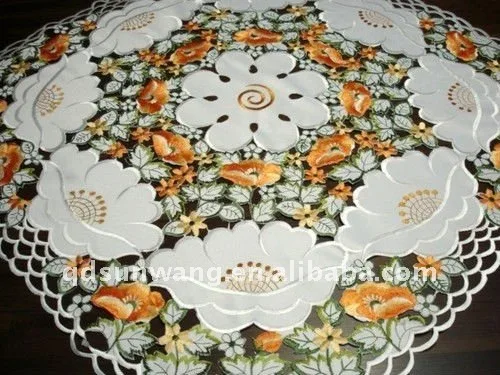 cutwork and embroidered polyester tablecloth