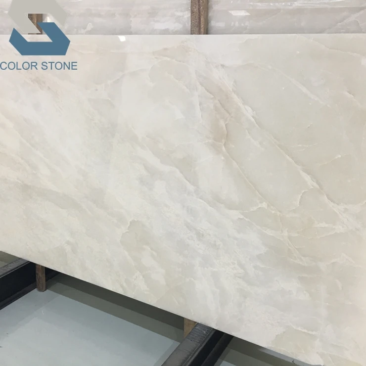 Polished marmore onice bianco translucent royal white onyx marble onix stone slab