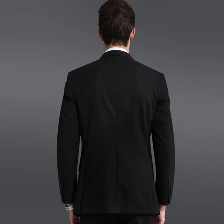 New style men slim fit suit 70% wool two buttons black Italian fabric suit