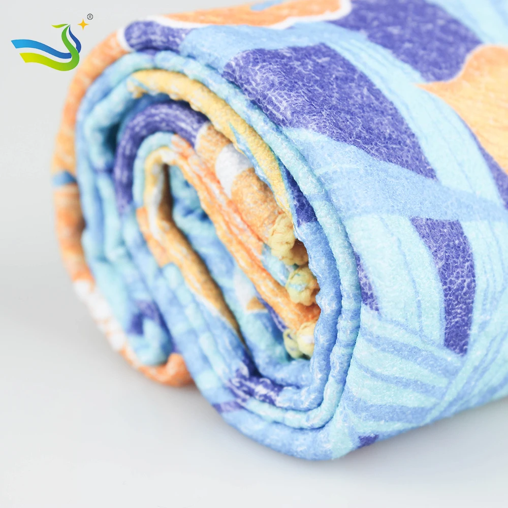 Amazon Best seller microfiber waffle beach towel with portable carry bag
