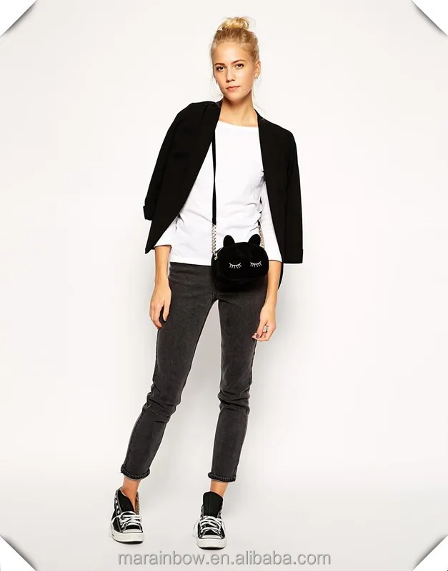 Good Quality White Plain 100% Cotton Womens Boat Neck Long Sleeve Top T Shirt