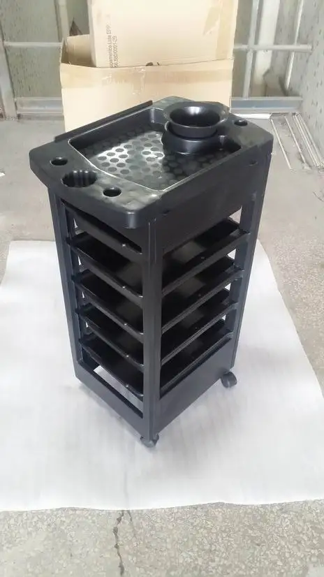 
KIKI NEWGAIN Wholesale Furniture Lockable black Barber hair beauty Salon Trolley With Wheels 