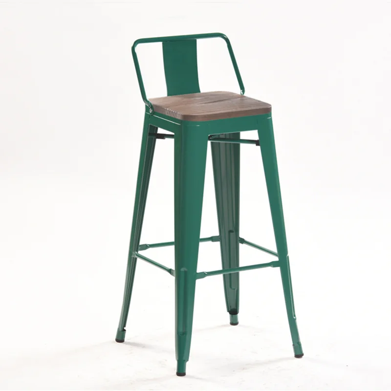 
Wood top wide back bar stool,metal industrial singer high use stool 