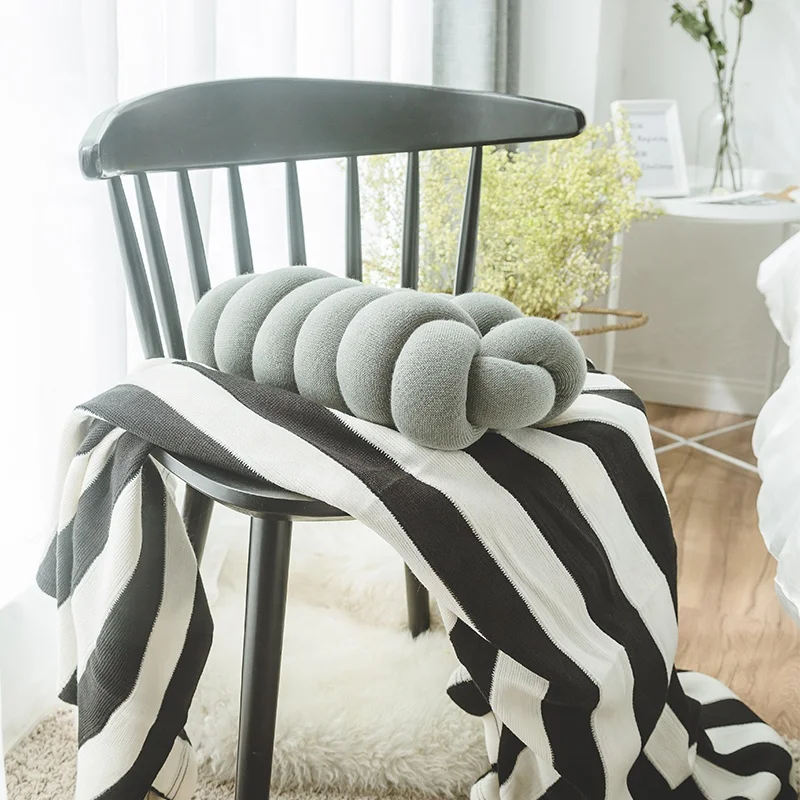 Cheersee new arrival pink decorative throw rectangle waist plush knot pillow for home decor