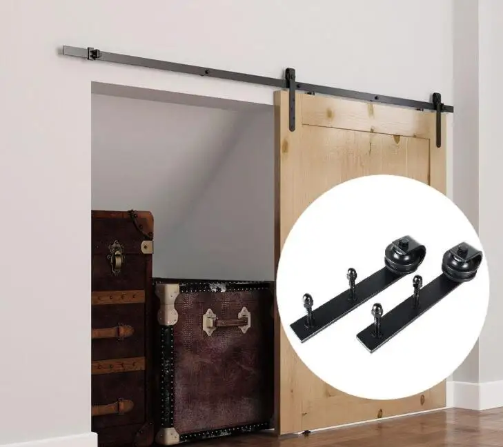 
Sliding barn door hanger rail track system 