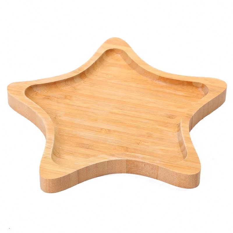 
Bamboo Puzzle Tray Plate Star Shaped Baby Feed Dish Perfect For Nuts Appetizer And Snack 