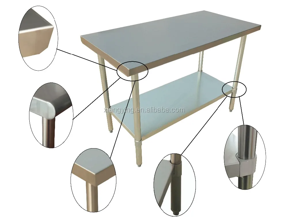 kitchen utility table, NSF approval detachable prep stainless steel work table for commercial kitchen or restaurant,