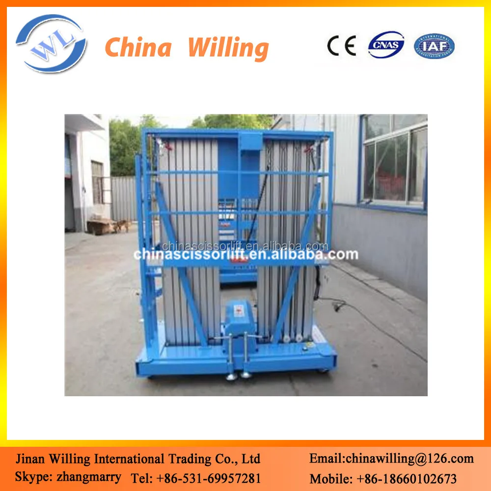 Двойной мачты 16 м сверхмощный алюминиевый сплав подъема подъема рабочей платформы на продажу