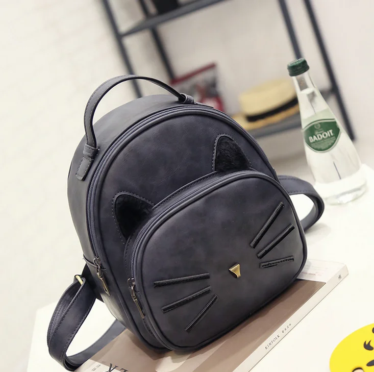 New design high quality mini cat model pu leather backpack for girl