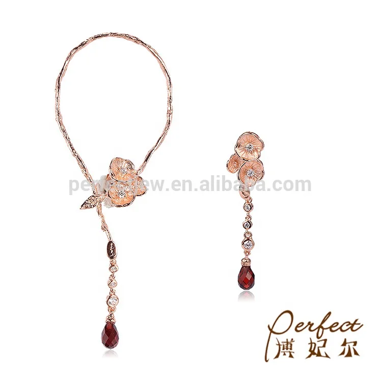 Italian Fashion Design Flower Shaped 925 Sterling Silver Gold Plated Long Stud Clip Earrings