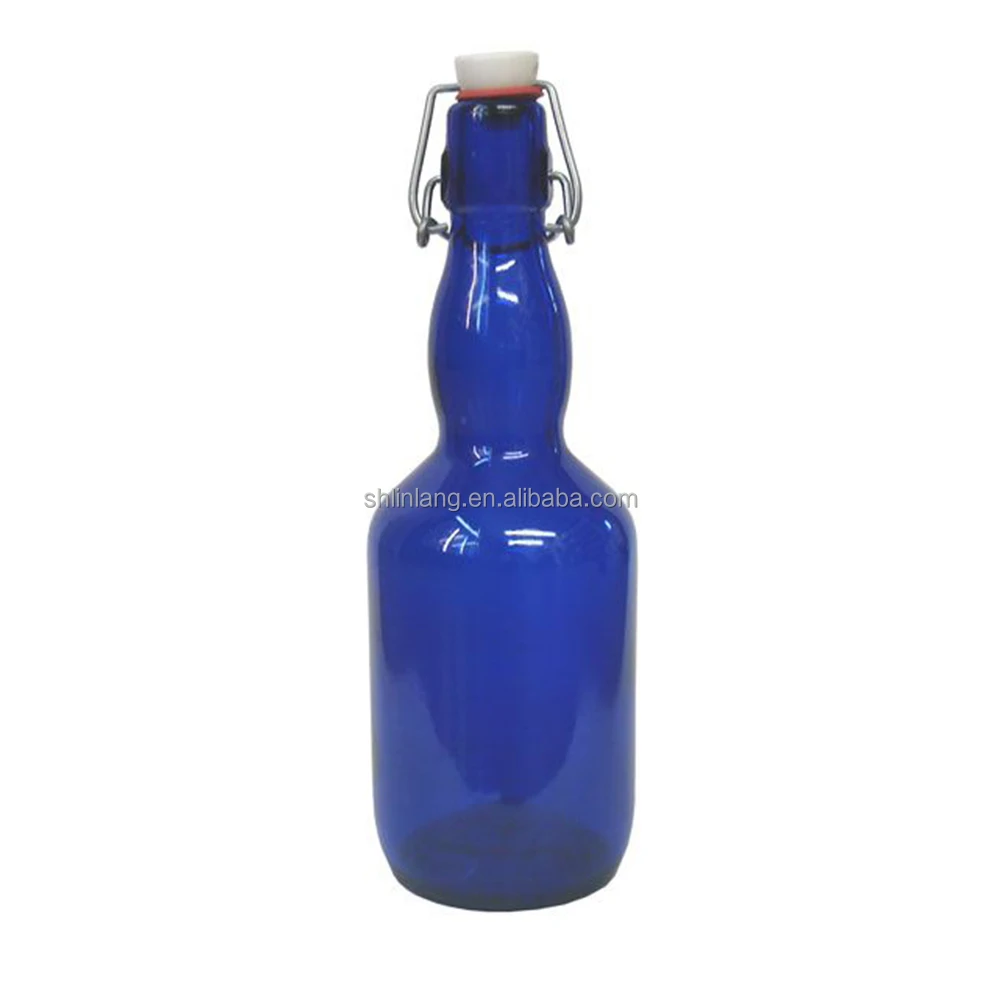 Shanghai Linlang wholesale cobalt blue swing top glass bottles