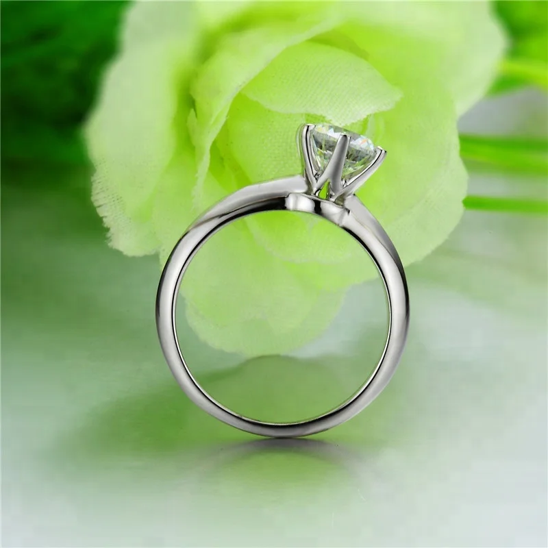 
Simple Design Gold Plated 925 Sterling Silver 1 Carat Solitaire CZ Diamond Engagement wedding Rings Jewelry for Women Price 