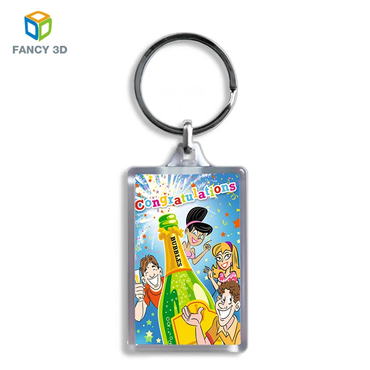 Zebulun PP Lenticular Sunflower Key Chain Ring Promotional Products Personalized 3D Plastic Acrylic Digital Photo Keychain