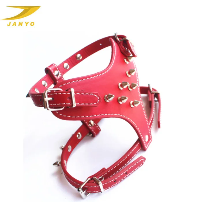 Studded & Spiked luxury wholesale adjustable leather dog harness vest