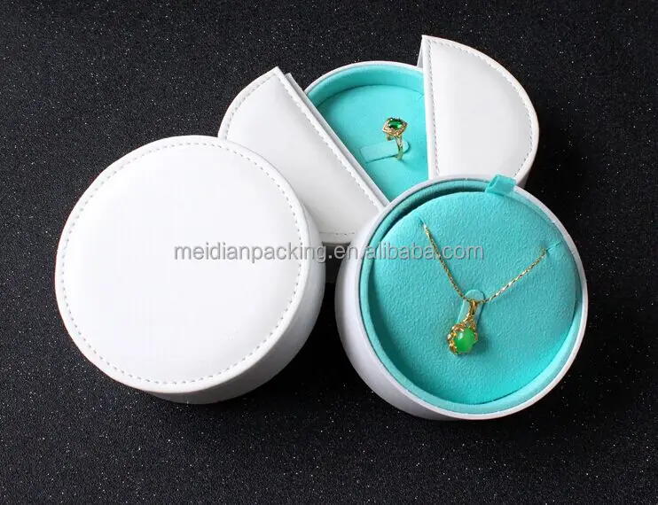 
Round Leather Mini Couple Ring Box 