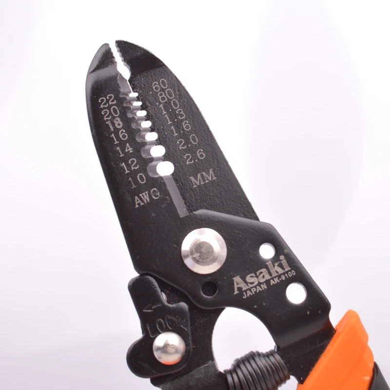 ASAKI AK-9100 Carbon Steel Multi-use Crimping Tool Electric Wire Stripper Plier Cable Cutter Functional Wire Stripping 0.6-2.6mm