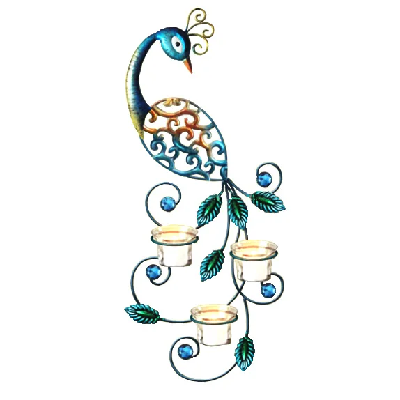 Декоративный металлический подсвечник из кованого павлина, подвесной стеклянный подсвечник, оптовая продажа