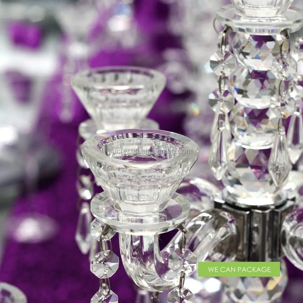 wholesale clear wedding crystal candelabra glass candle holder for table centerpiece
